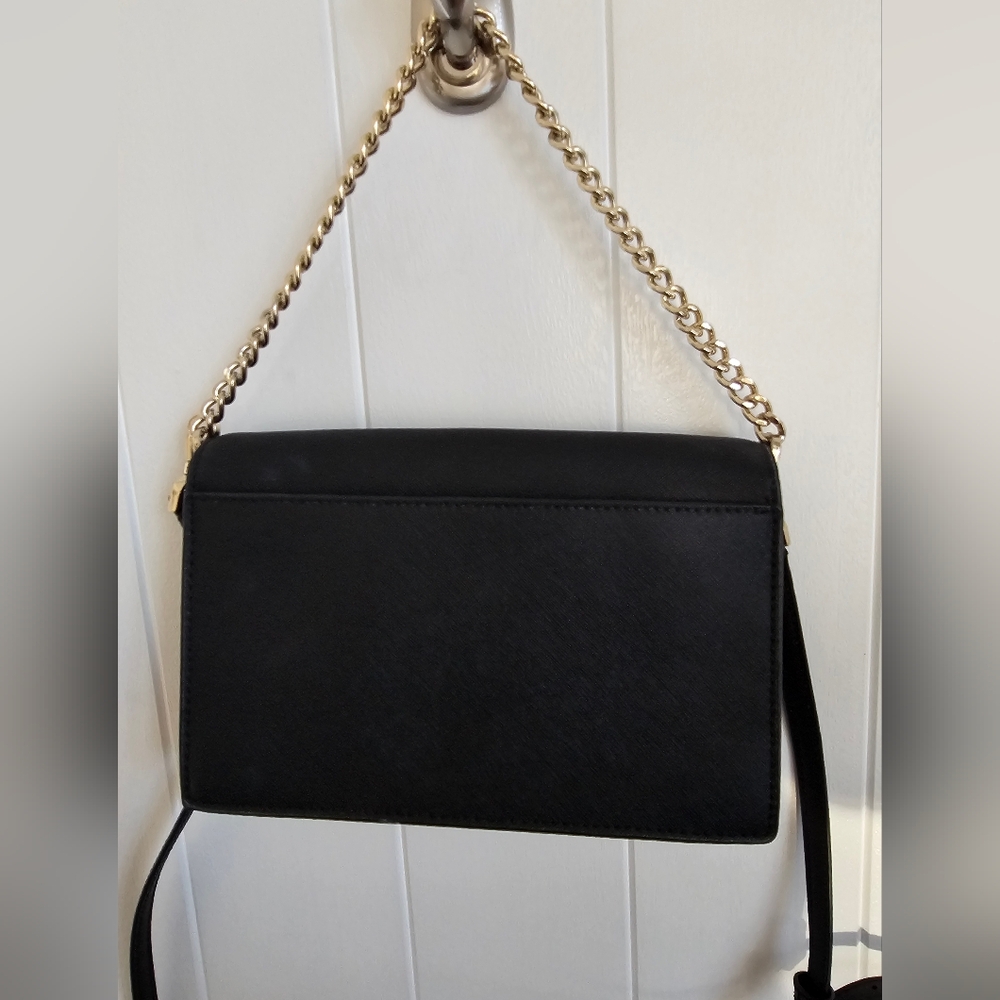 KATE SPADE Madison Flap Black Saffiano Leather Crossbody Bag Purse - Picture 6 of 7